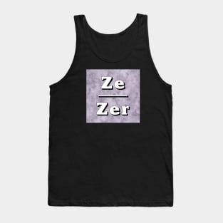 Ze-Zir Pronouns: Neutral Gray Tank Top